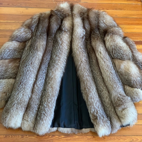 Fox Fur Coat Medium / Large brown beige M L New - Picture 7 of 7